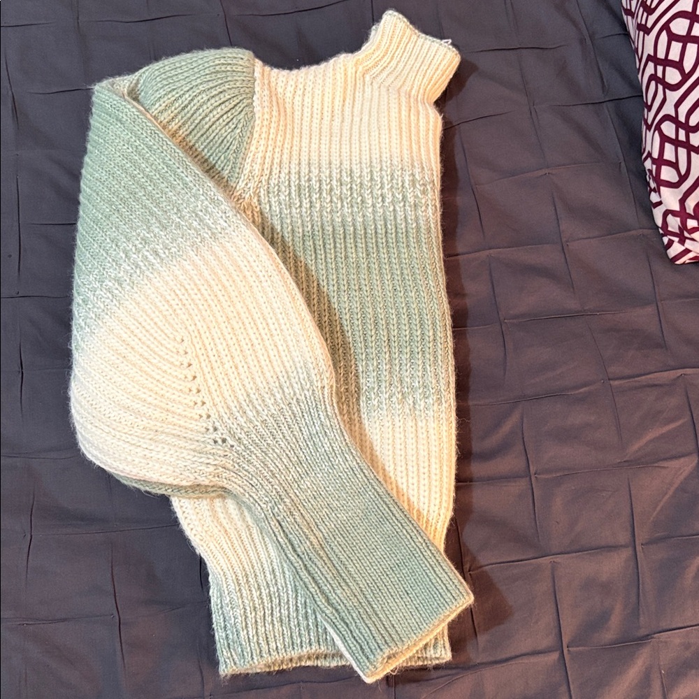 It's Our Time Cream and Green Turtleneck Sweater - Picture 12 of 12